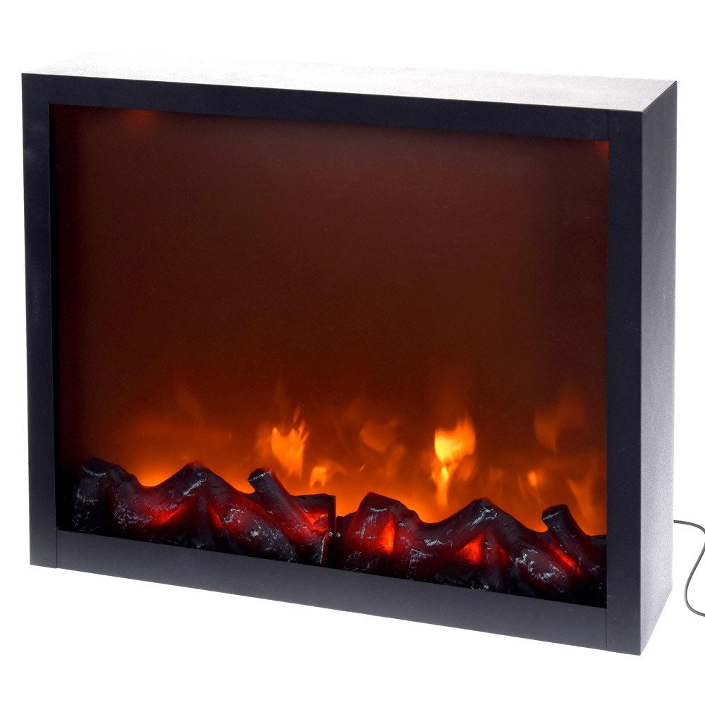 Kominek elektryczny LED z realistycznym płomieniem, dekoracja świąteczna, 41 x 35 cm