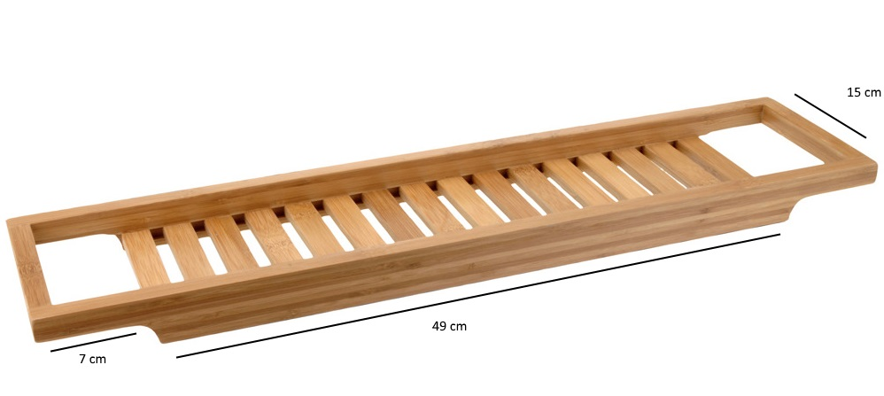 Półka łazienkowa na wannę BAMBOO SPA, długość 64 cm