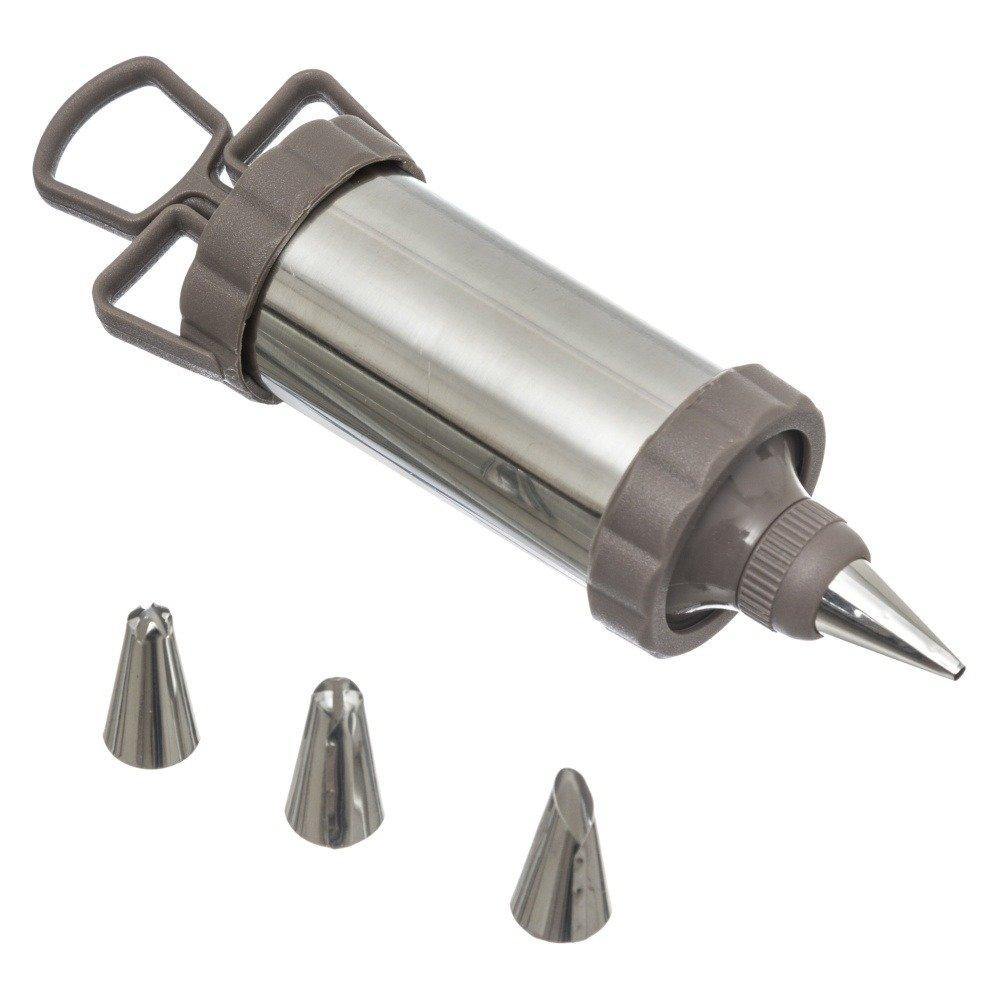 Szpryca do dekorowania ciastek, dekorator, inox, 4 końcówki