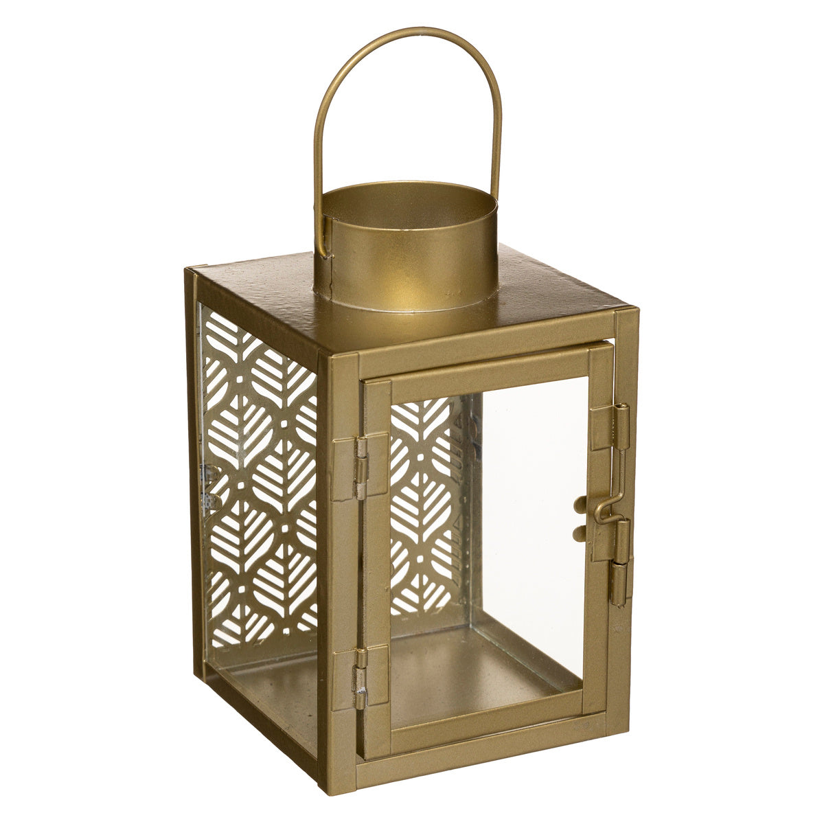Metalowy lampion GOLD z ażurową ścianką