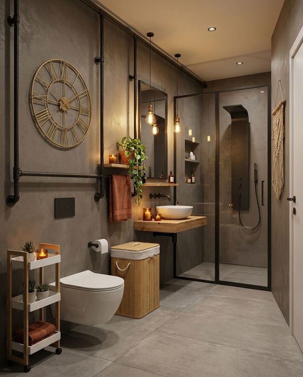 Łazienka boho industrial