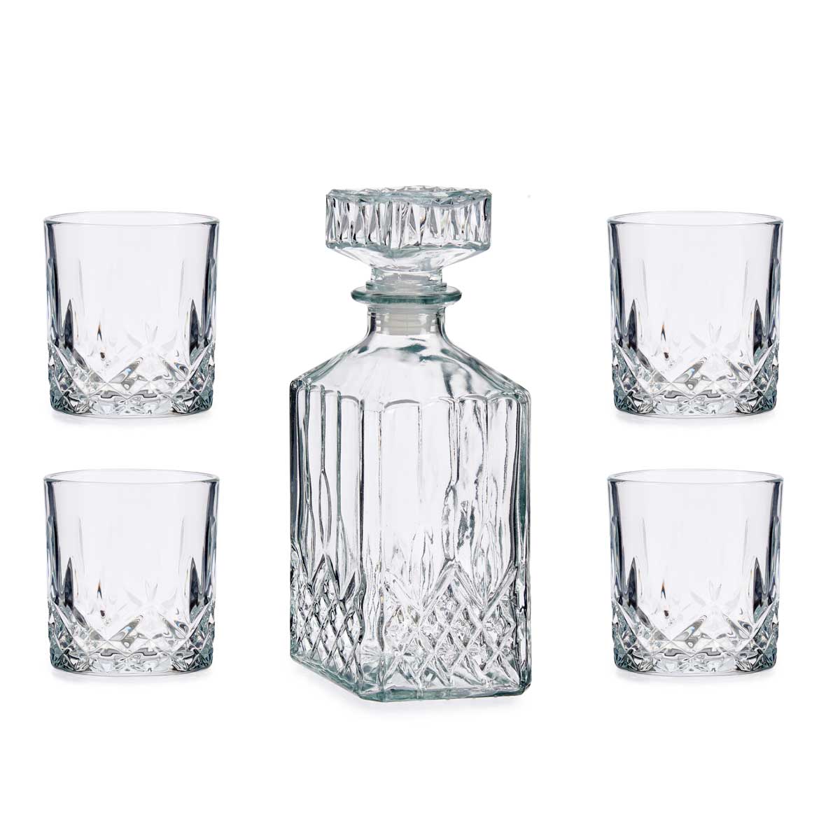 Klasyczna karafka do serwowania whisky 900 ml i 4 szklanki 300 ml