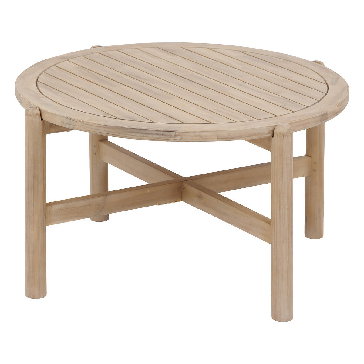 Stolik kawowy z drewna akacji DEONA, ogrodowy, Ø 80 cm