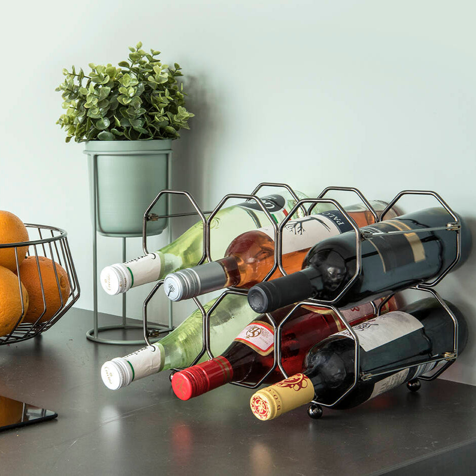 Stojak na wino HONEYCOMB, na 6 butelek, 31 x 22 x 16,5 cm