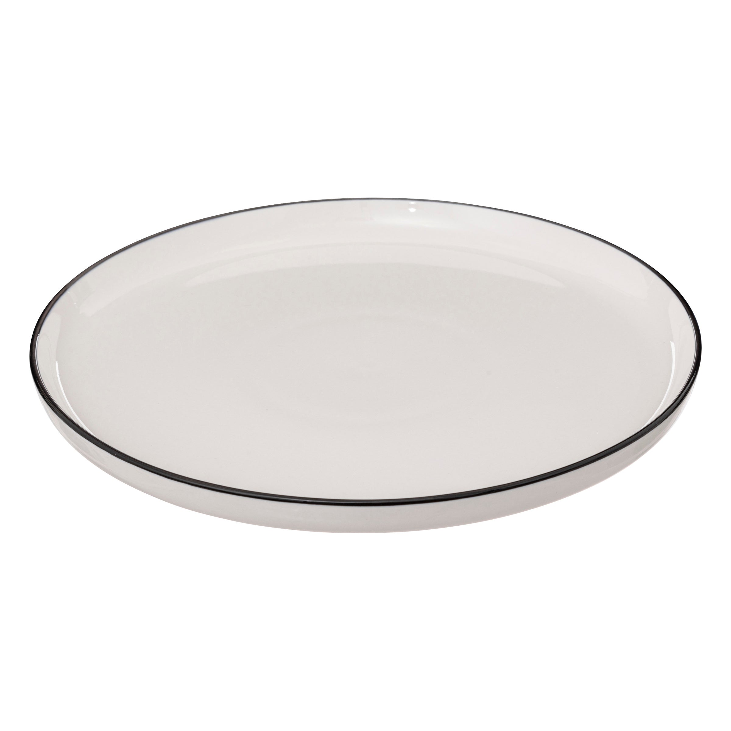 Talerze obiadowe porcelanowe ALIX, czarna obwódka, 6 sztuk x Ø 27 cm