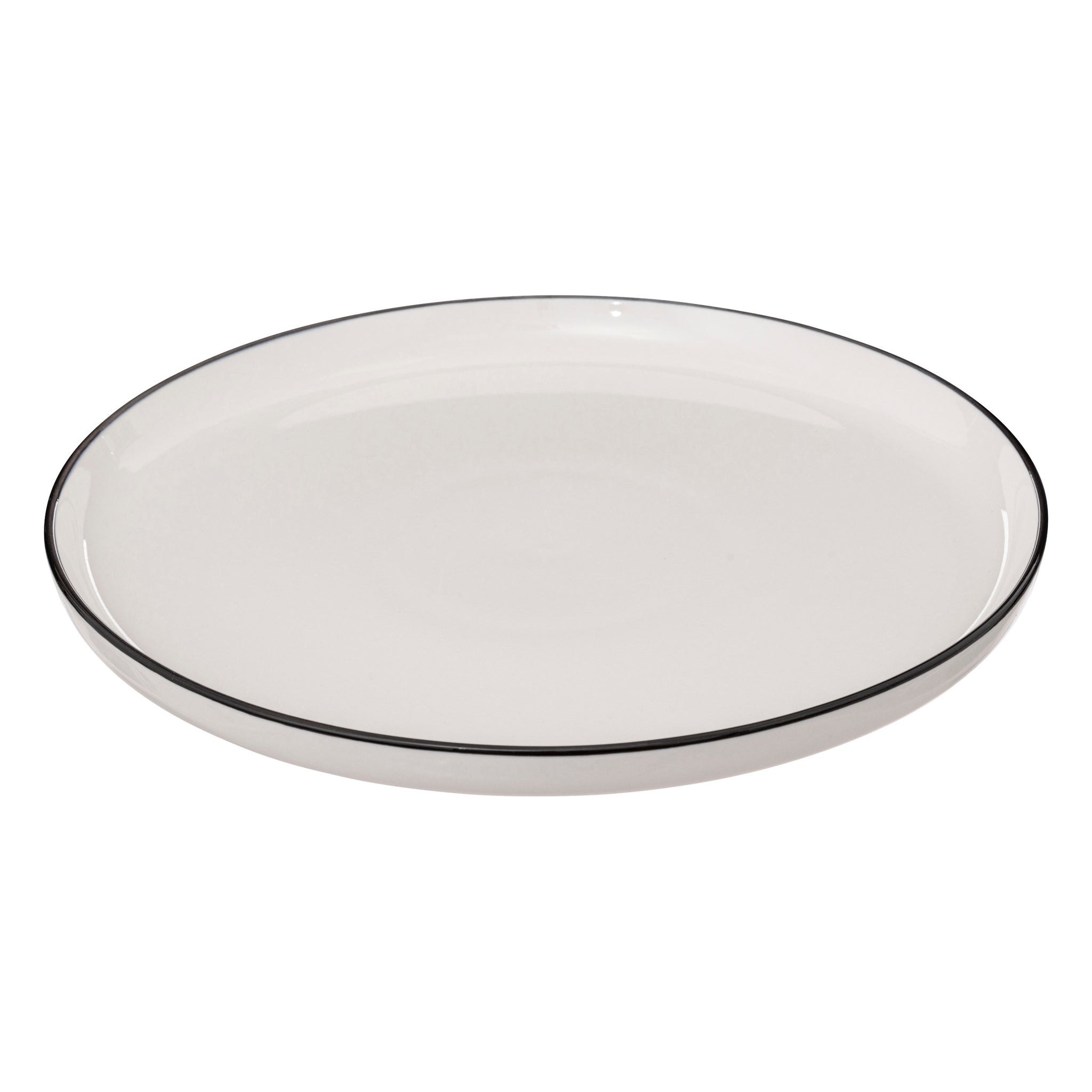 Talerze obiadowe porcelanowe ALIX, czarna obwódka, 6 sztuk x Ø 27 cm