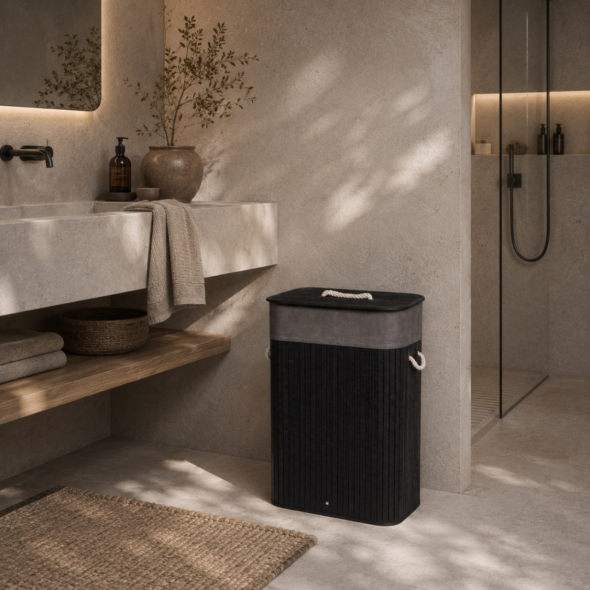 Bambusowy kosz na pranie SADE, 80 l