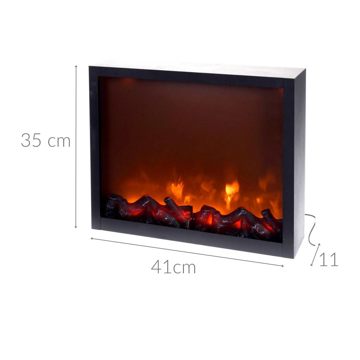 Kominek elektryczny LED z realistycznym płomieniem, dekoracja świąteczna, 41 x 35 cm