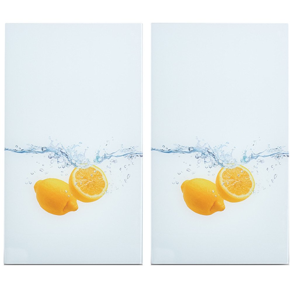Szklane płyty ochronne LEMON SPLASH na kuchenkę – 2 sztuki, ZELLER