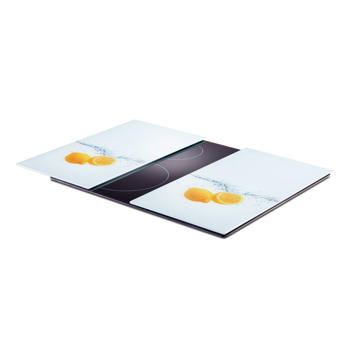 Szklane płyty ochronne LEMON SPLASH na kuchenkę – 2 sztuki, ZELLER