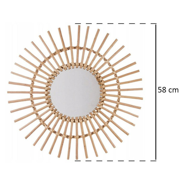 Lusterko ścienne SUN w plecionej oprawie, Ø 58 cm
