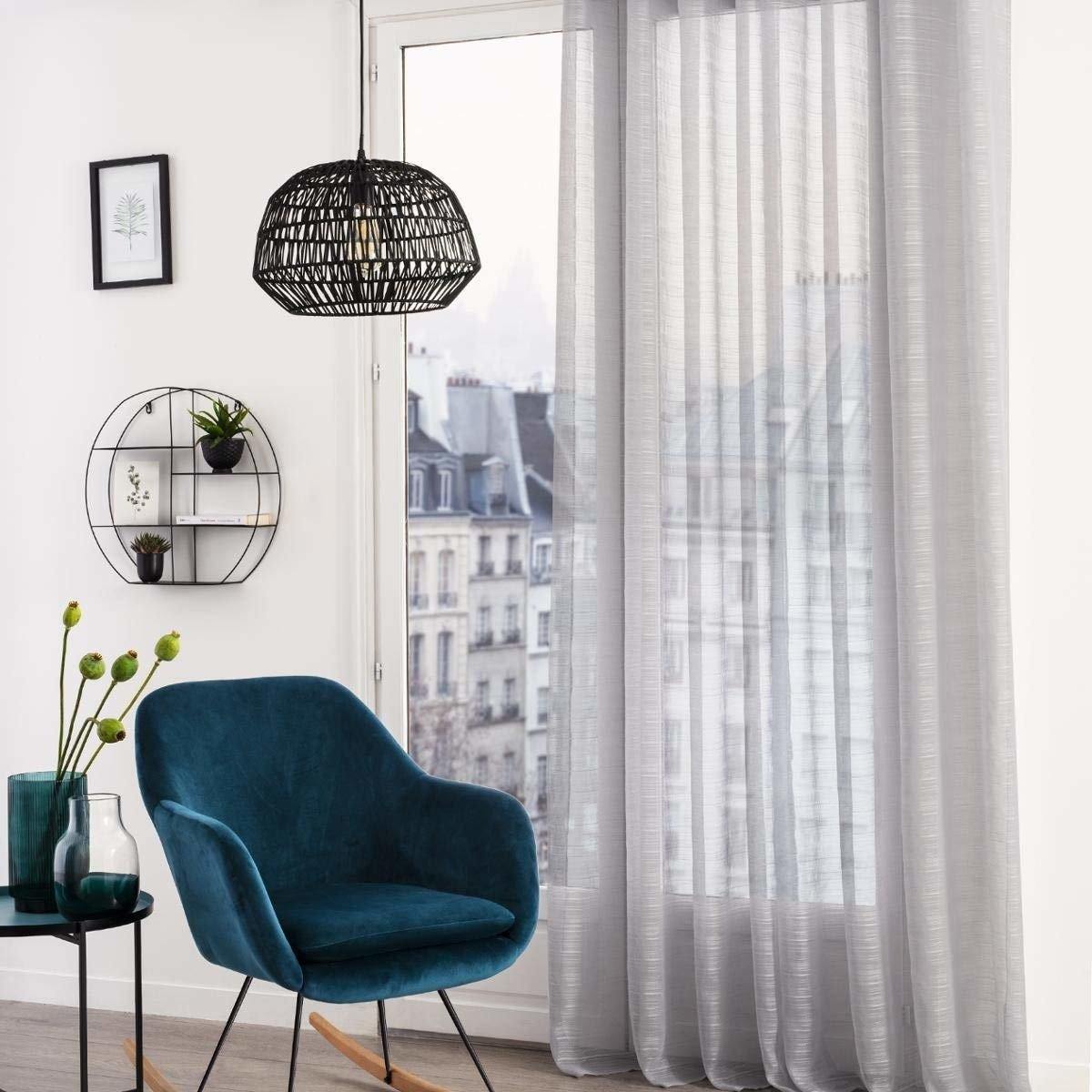 Firana gotowa w stylu skandynawskim LOUIS, 140 x 240 cm, kolor szary