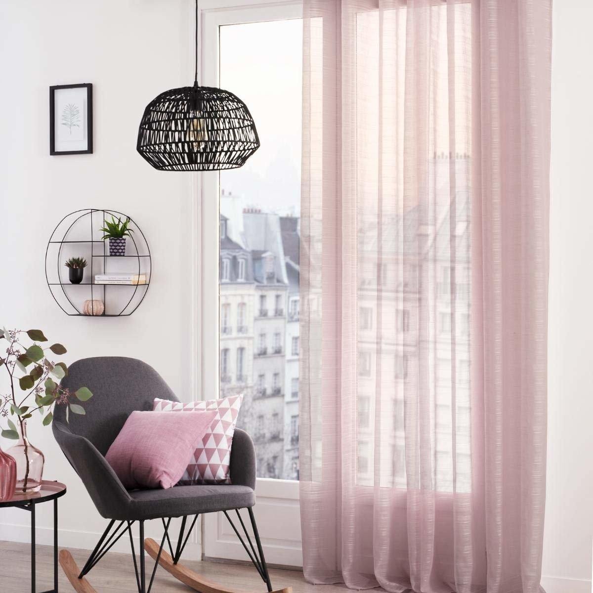 Firana gotowa w stylu skandynawskim LOUIS, 140 x 240 cm, kolor różowy