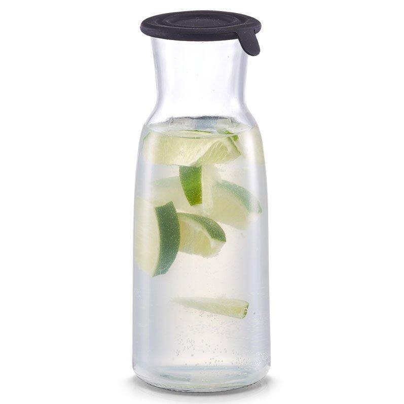 Szklana karafka z silikonową pokrywką, 700 ml, kolor czarny