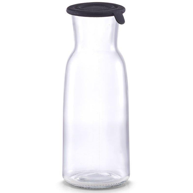 Szklana karafka z silikonową pokrywką, 700 ml, kolor czarny