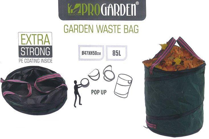 Torba ogrodowa na liście, 85 L, kosz typu pop-up, kolor zielony