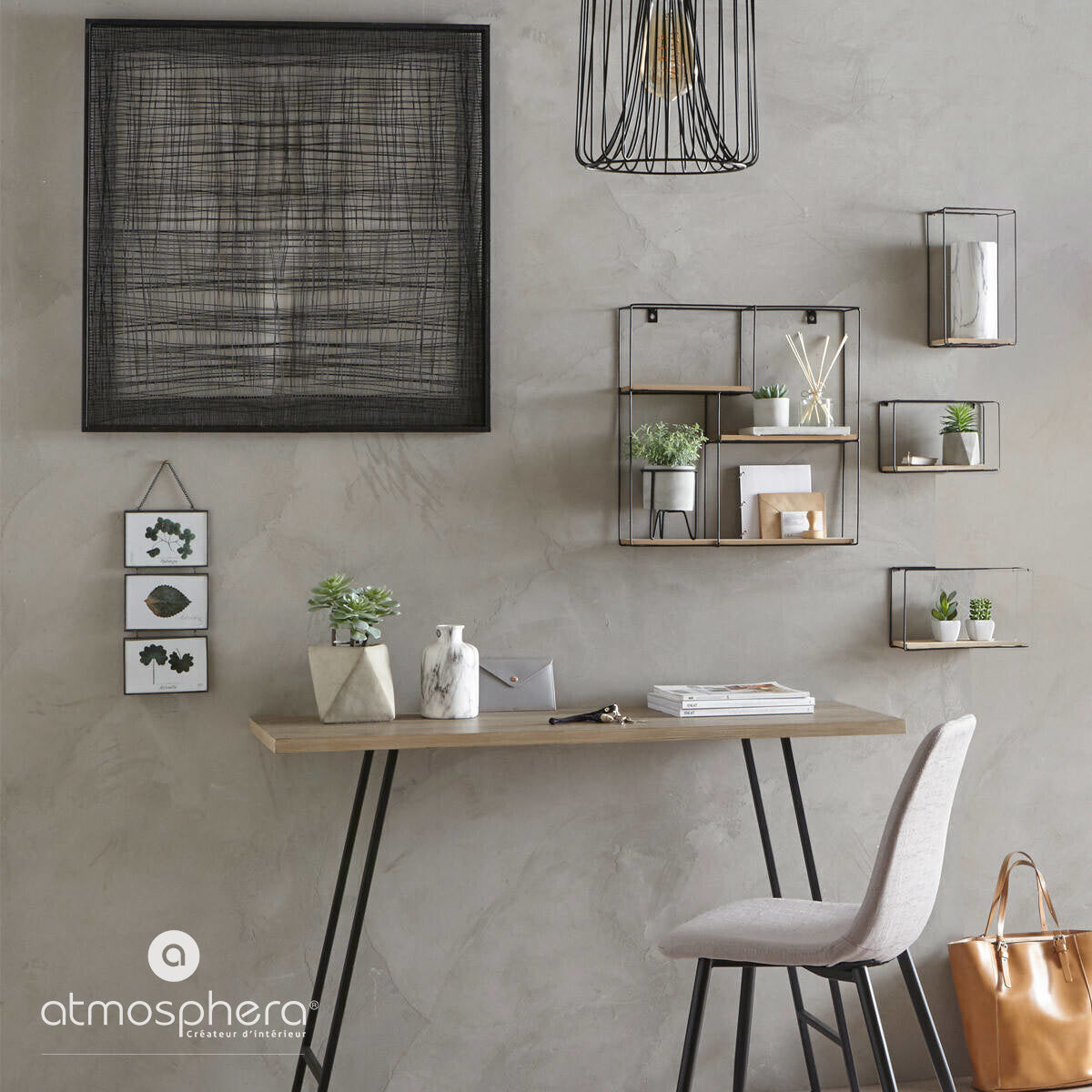 Ozdoba ścienna, metalowa DECO, industrialna, 77 x 77 cm
