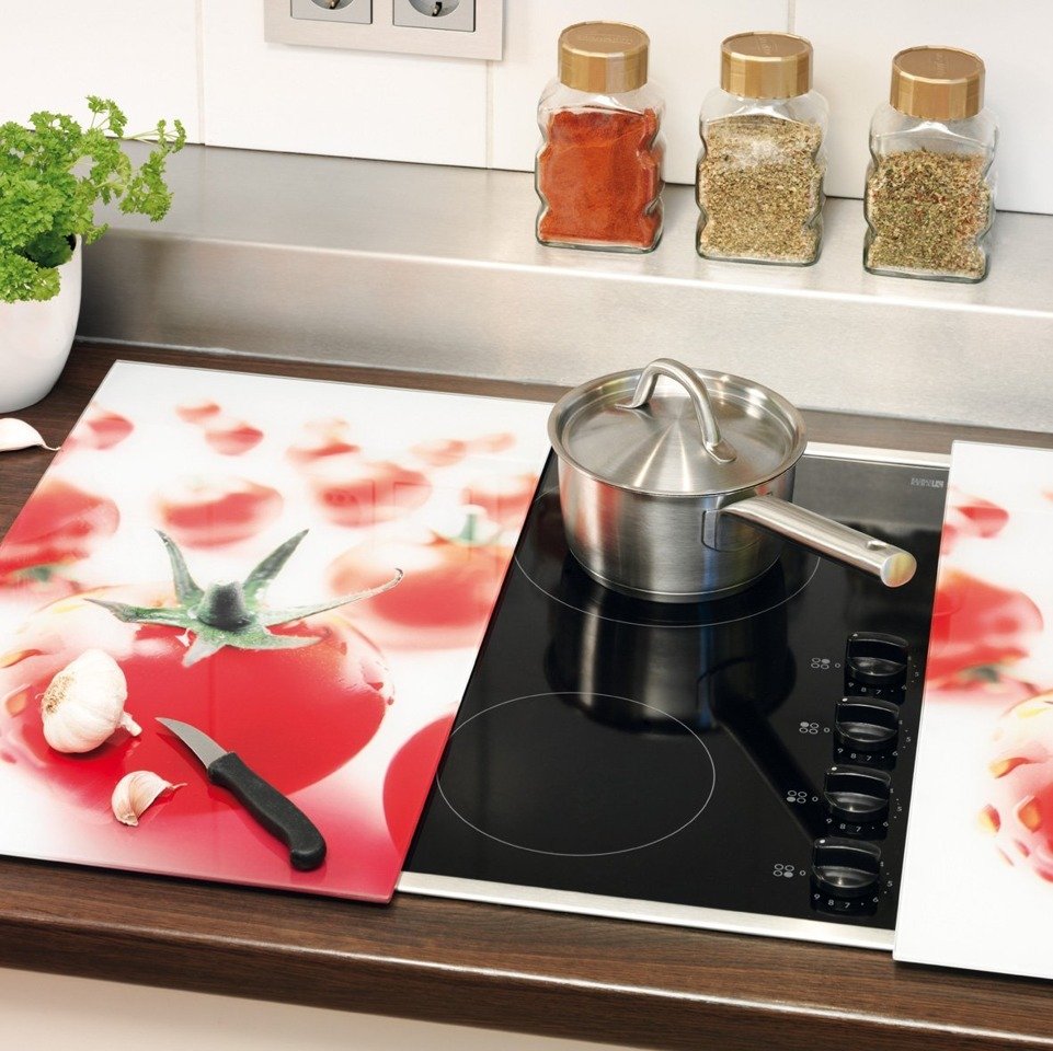 Szklane płyty ochronne TOMATO na kuchenkę – 2 sztuki, ZELLER