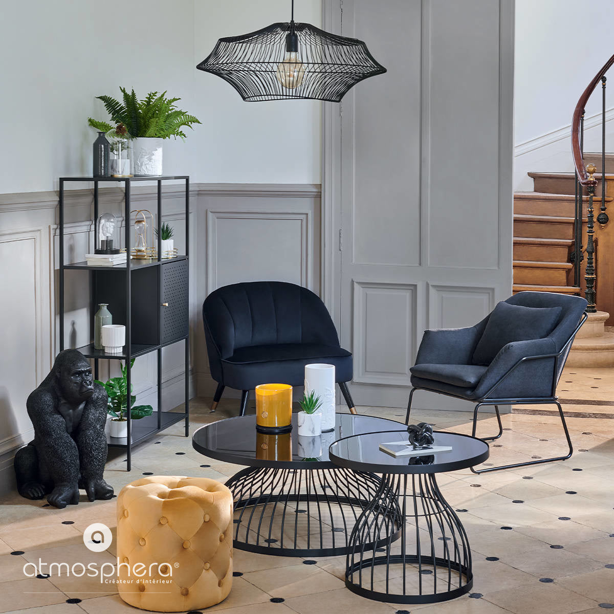 Lampa wisząca YALE, metalowa, 60 cm