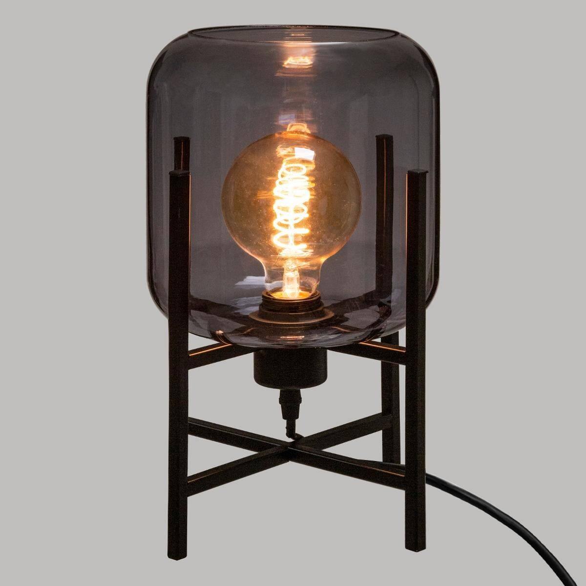 Lampa stołowa ROB ze szkła dymionego, 34 cm