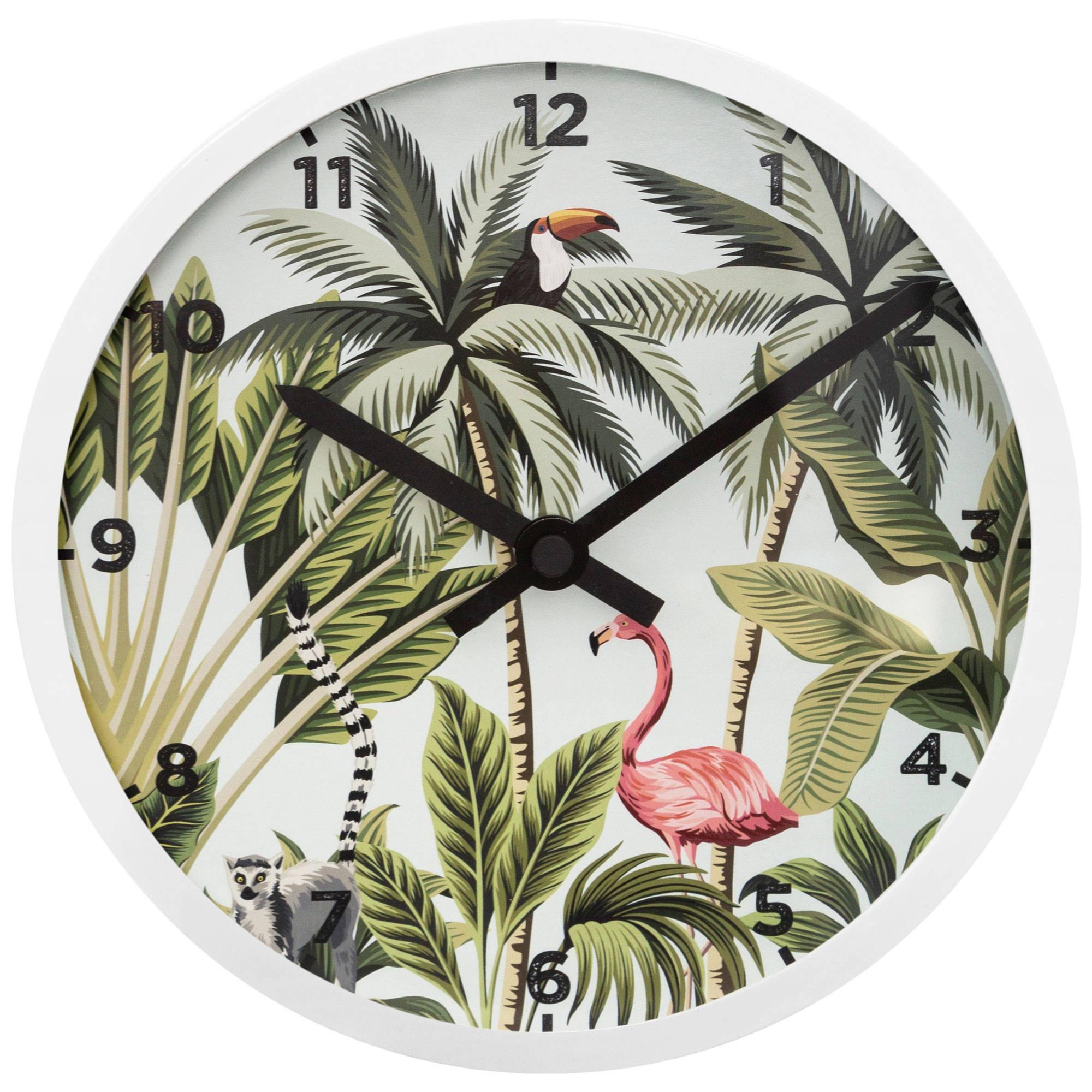 Zegar ścienny TROPIC z motywem tropikalnym, Ø 22 cm