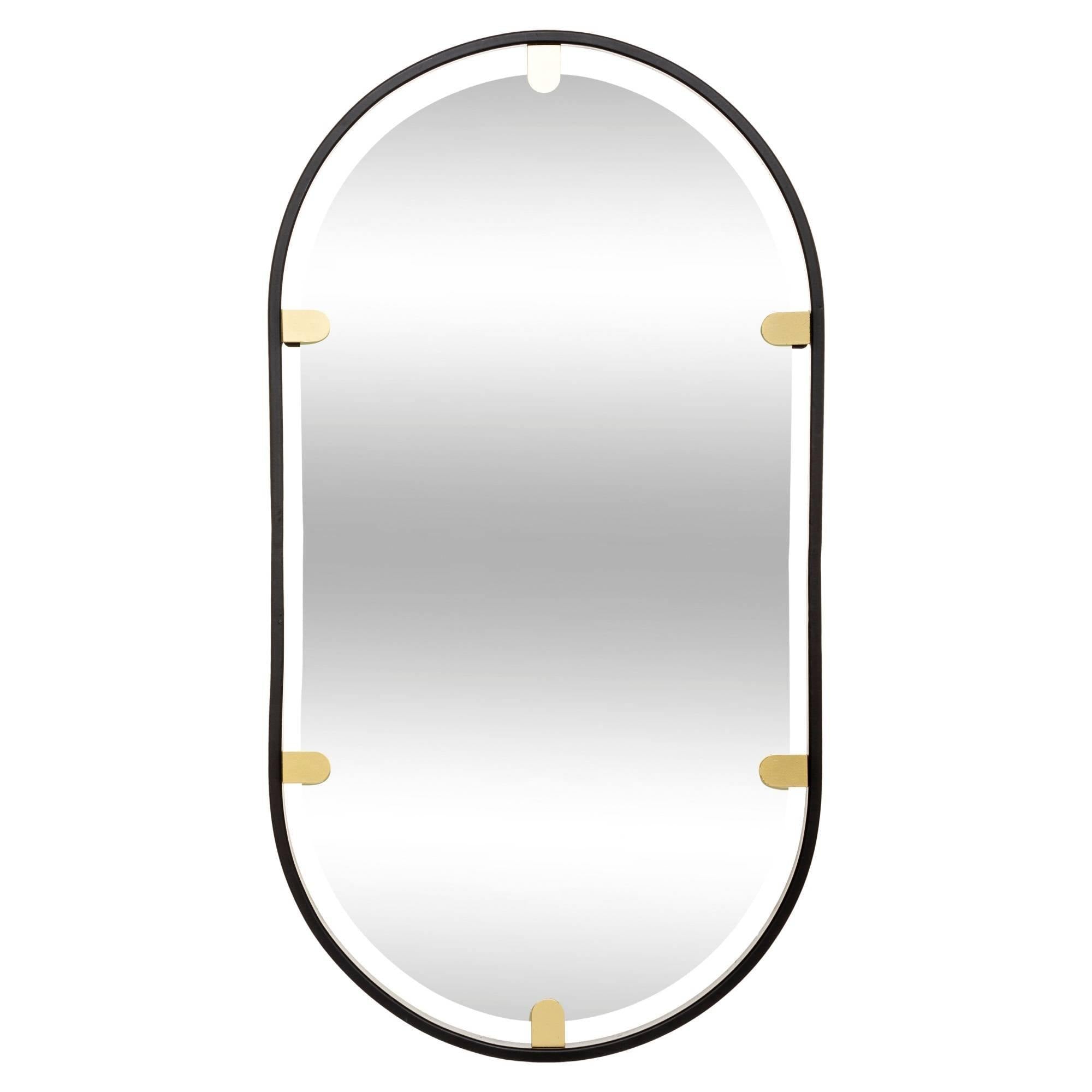 Lustro dekoracyjne OVAL w metalowej ramie, czarne