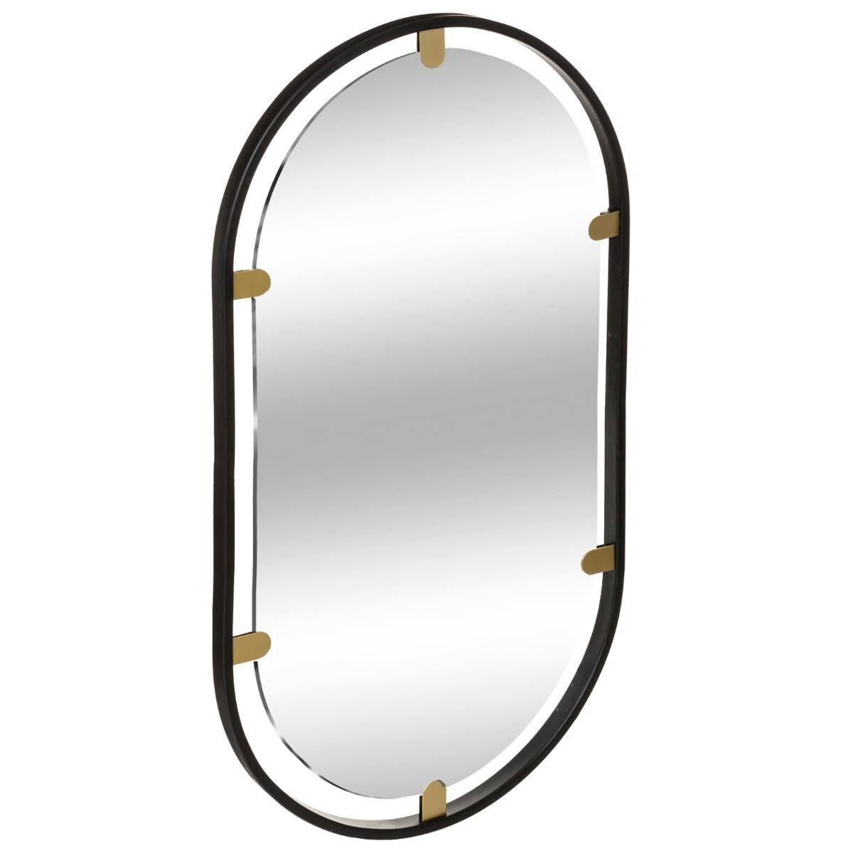 Lustro dekoracyjne OVAL w metalowej ramie, czarne