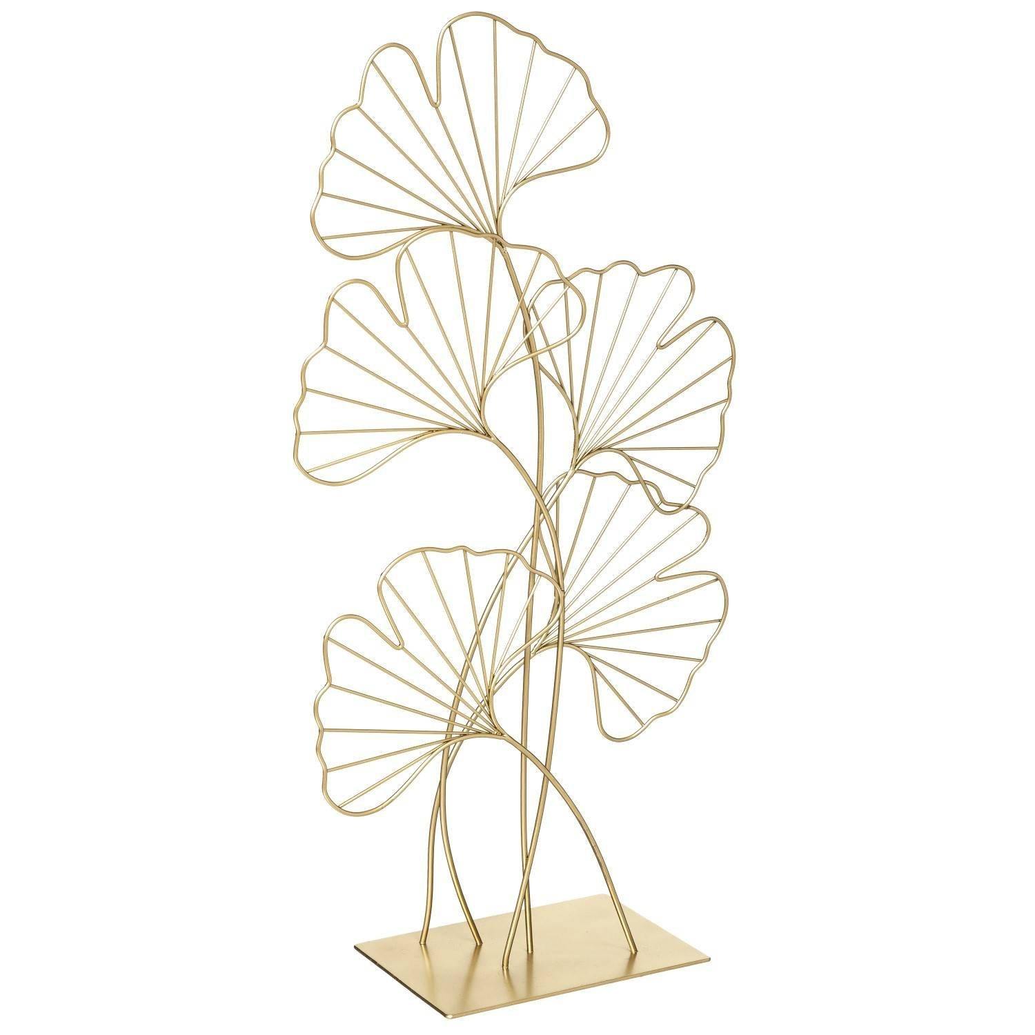 Dekoracja metalowa GINKO, 57 cm, liście miłorzębu