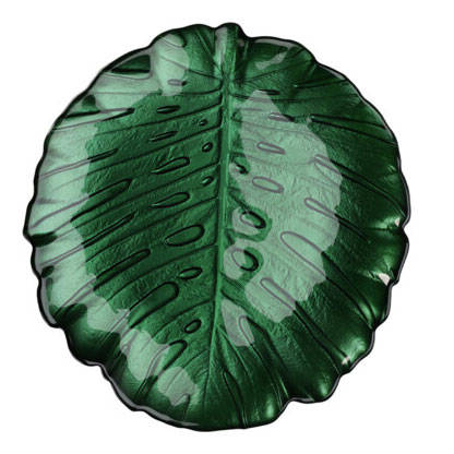 Patera szklana na ciasto LEAF, 28 cm