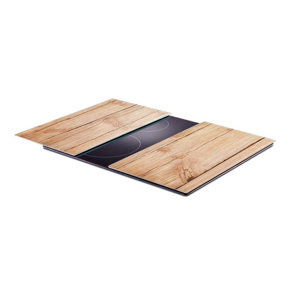 Szklane płyty ochronne WOOD na kuchenkę – 2 sztuki, ZELLER